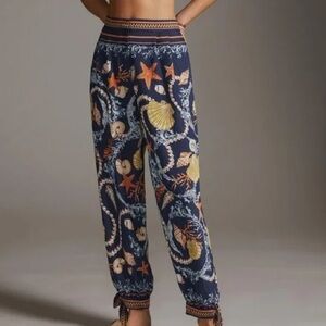 Maeve by Anthropologie Blue Seashell Pattern Pants